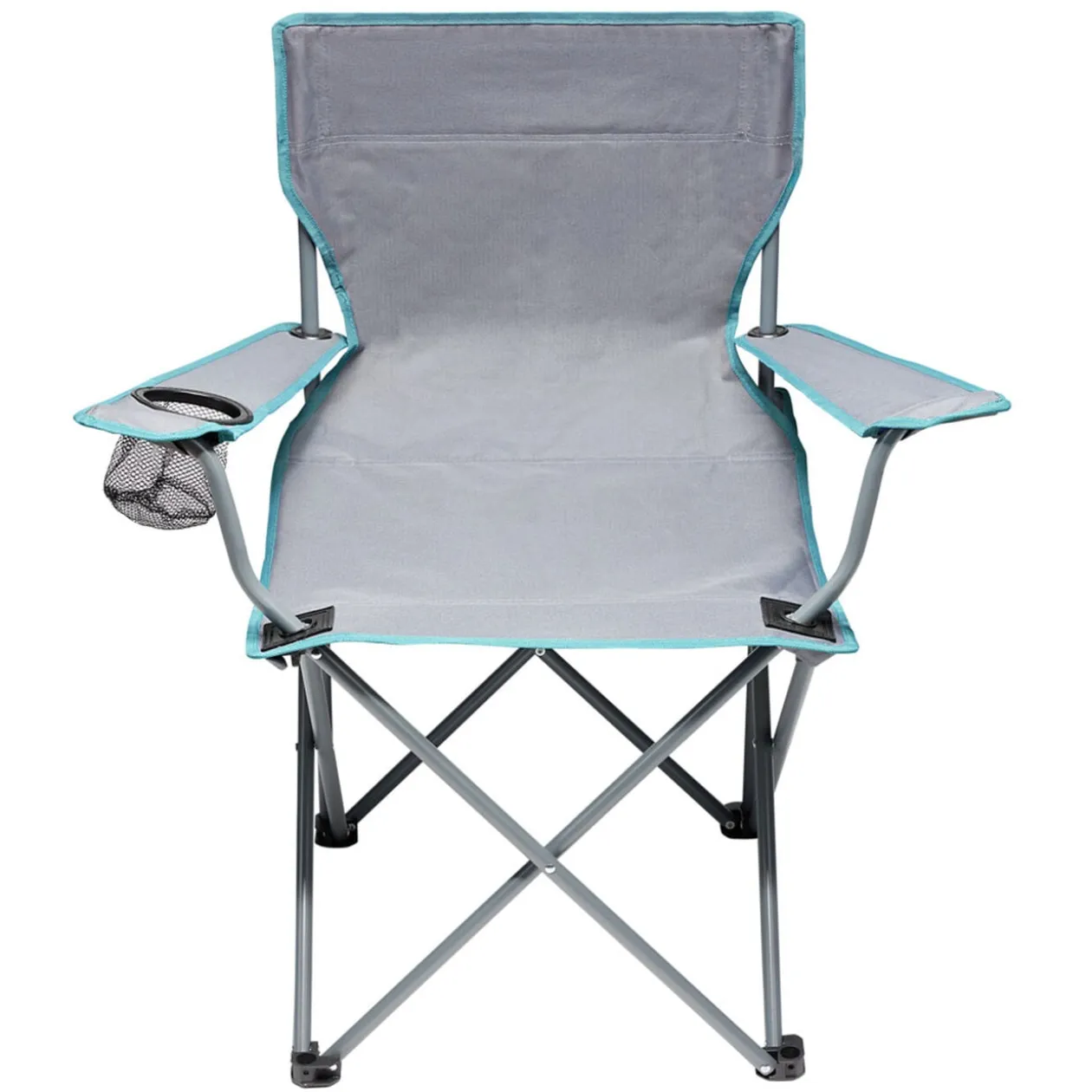 Fauteuil pêcheur pliable avec porte-boisson gris 50x50xH80cm