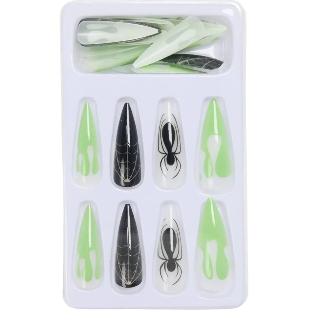 Faux ongles x24 Halloween femme pointus et phosphorescent (2 modèles) < Gifi Hot
