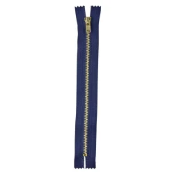 Fermeture à glissière 20cm métal et coton bleu