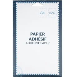 Feuille de papier adhésif x20 format A4 blanc 21x29,7cm < Gifi