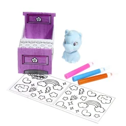 Figurine licorne en papier à colorier avec 3 feutres H6,4cm
