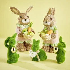 Figurine mousse lapin en gazon vert H6,5cm (3 modèles)