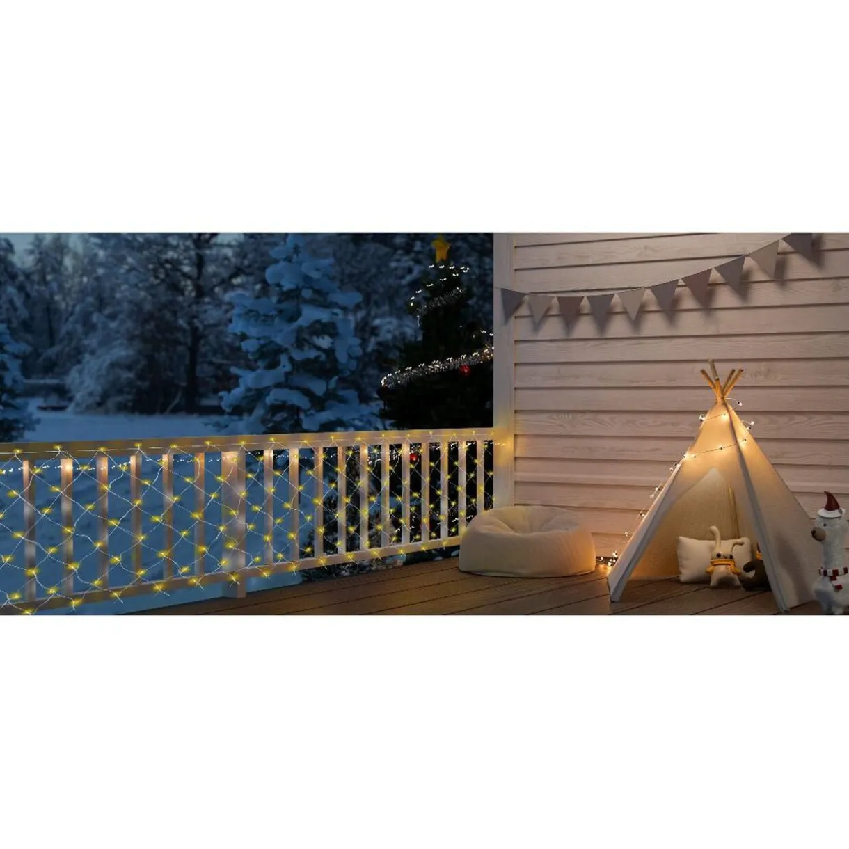 Filet lumineux 100LED blanc chaud 120x120cm < Gifi Outlet