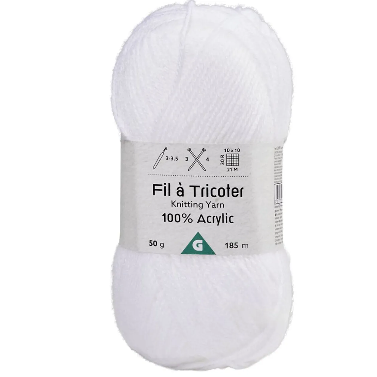 Fil à tricoter acrylique 50g blanc