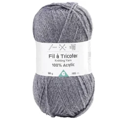 Fil à tricoter acrylique 50g gris anthracite