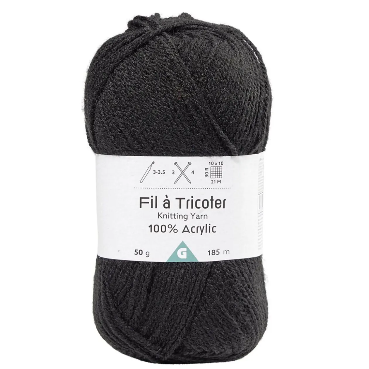 Fil à tricoter acrylique 50g noir