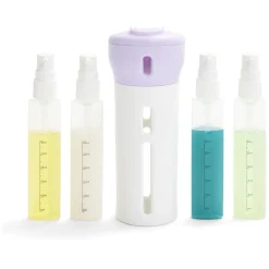 Flacon de voyage distributeur 4en1 bouchon pivotant
