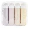 Flacon de voyage x4 silicone 90ml (2 modèles bleu ou rose)