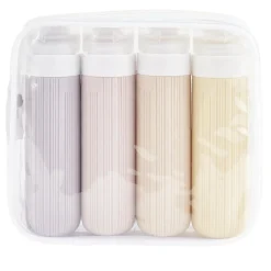 Flacon de voyage x4 silicone 90ml (2 modèles bleu ou rose)