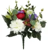 Fleur artificielle piquet dalhia/camélia/eucalyptus rouge blanc violet 23 têtes < Gifi Online