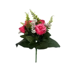 Fleur artificielle piquet rose 6 têtes
