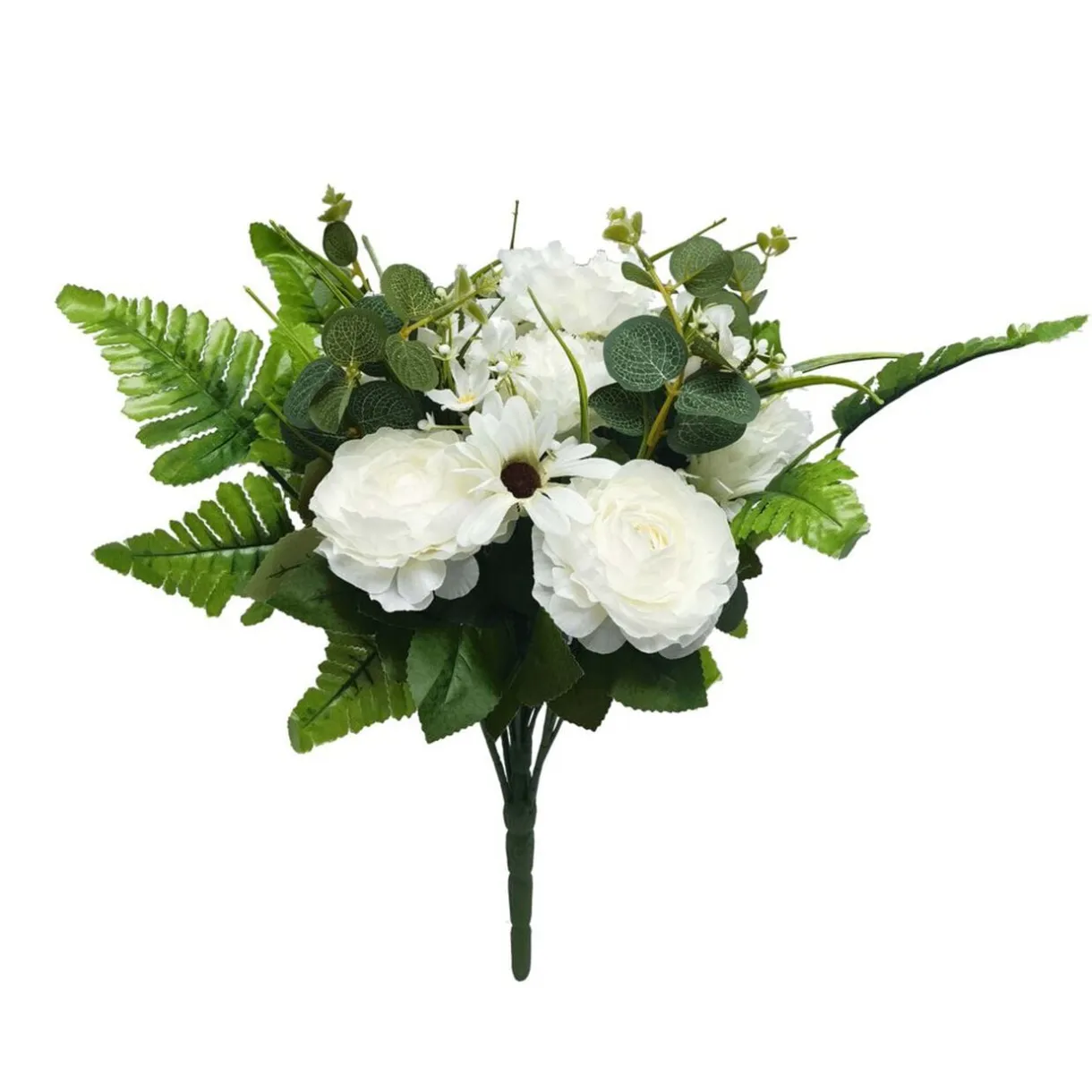Fleur artificielle rose/oeillet/chrysanthème blanc 23 têtes < Gifi New