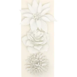 Fleur blanche à paillettes à suspendre Noël x3