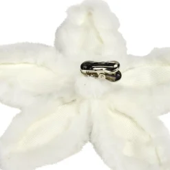 Fleur de Noël poinsettia effet fourrure blanc Ø15cm