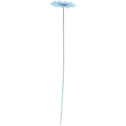 Fleur métal à planter marguerite bleue H26cm