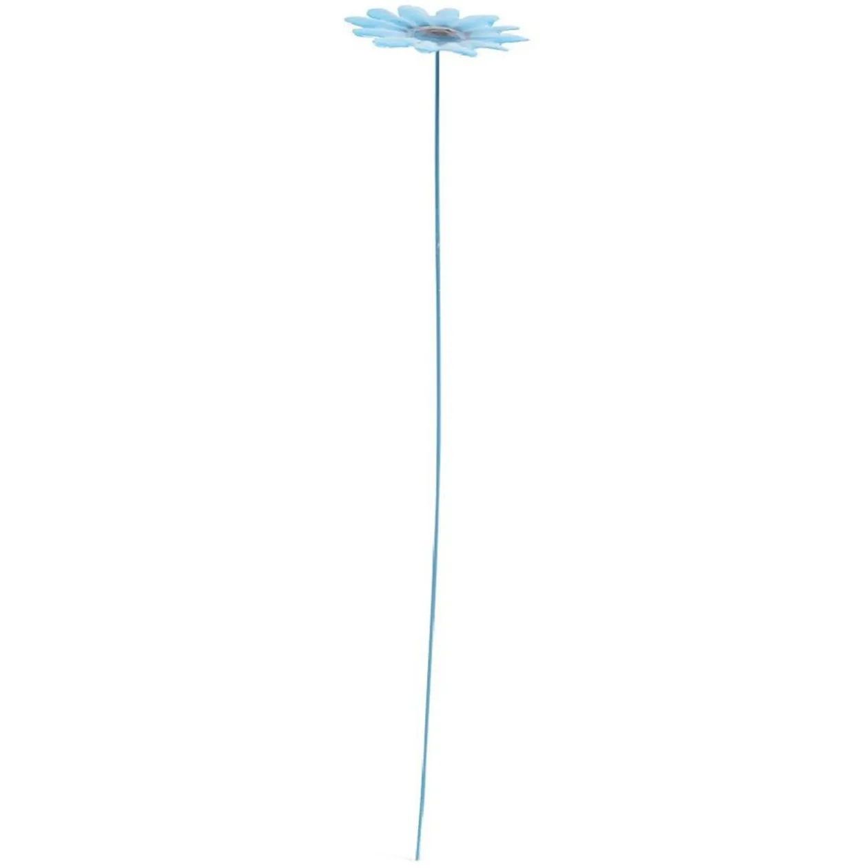 Fleur métal à planter marguerite bleue H26cm