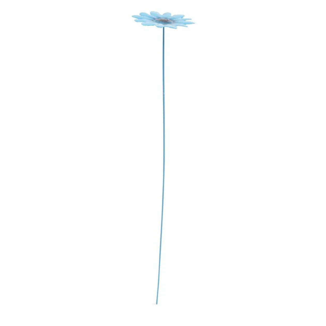 Fleur métal à planter marguerite bleue H26cm