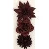 Fleur rouge à paillettes à suspendre Noël x3