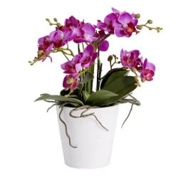Fleurs artificielles en pot orchidée rose 5 branches H32cm - 3 modèles < Gifi Discount