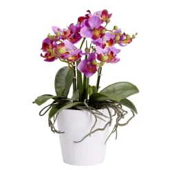 Fleurs artificielles en pot orchidée rose 5 branches H32cm - 3 modèles < Gifi Discount