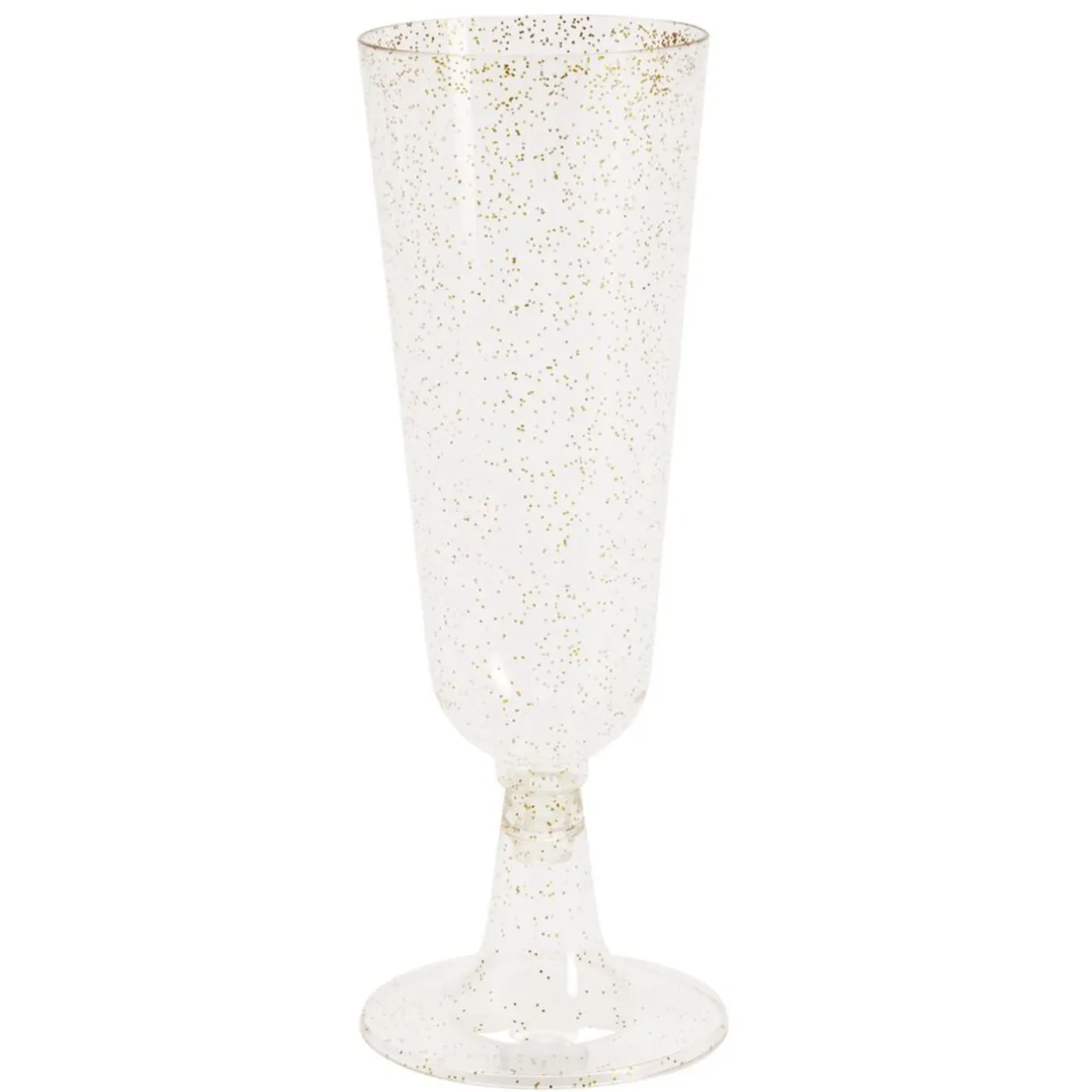 Flûte à champagne plastique réutilisable x4 doré pailleté Ø6xH23cm < Gifi Sale
