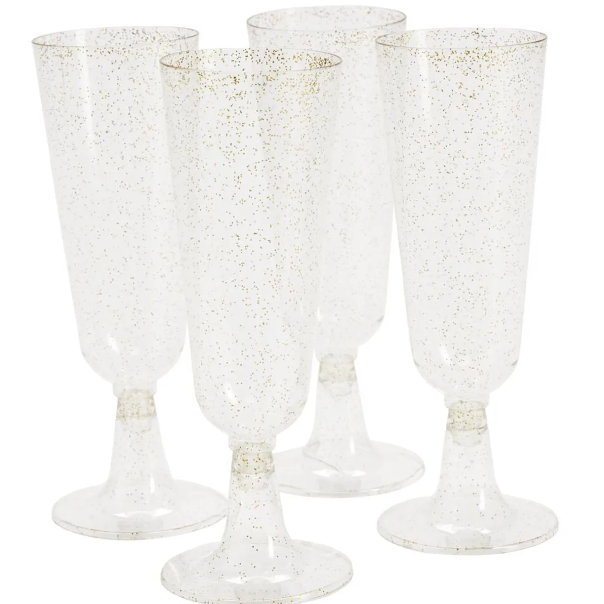 Flûte à champagne plastique réutilisable x4 doré pailleté Ø6xH23cm < Gifi Sale