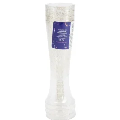 Flûte à champagne plastique réutilisable x4 doré pailleté Ø6xH23cm < Gifi Sale