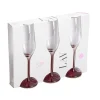 Flûte à champagne x3 en verre avec pied rouge fumé 21,5cl