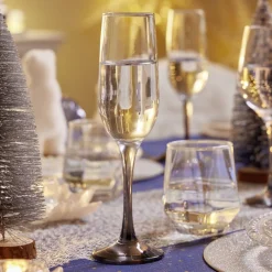Flûte à champagne x3 en verre avec pied gris fumé 21,5cl