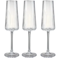 Flûte à champagne X3 pcs 25 cl verre motif strié Ø7XH26 cm < Gifi Best