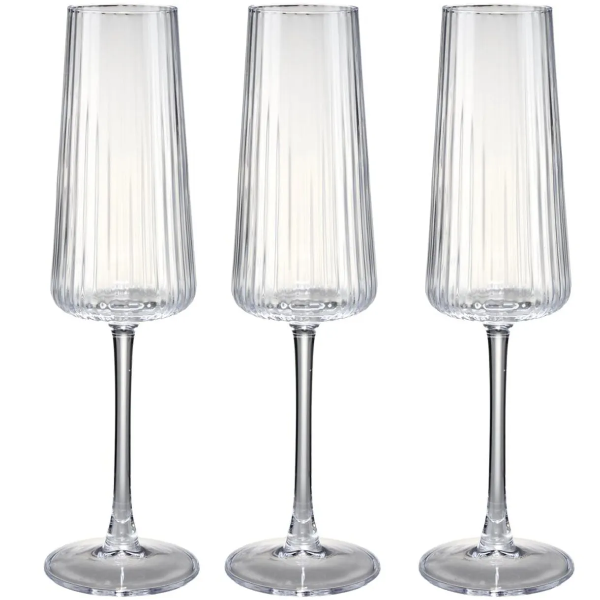 Flûte à champagne X3 pcs 25 cl verre motif strié Ø7XH26 cm < Gifi Best