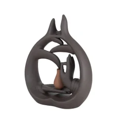 Fontaine à encens zen plastique marron 16x5x22cm