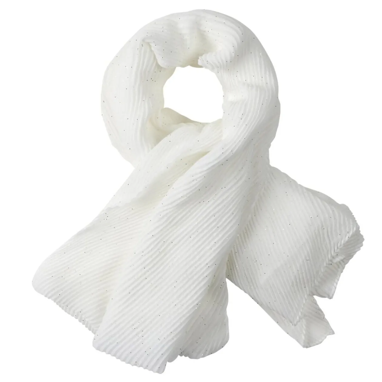 Foulard plissé pailleté uni blanc