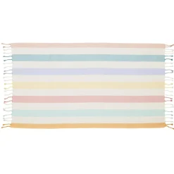 Fouta de plage 1 personne coton bayadère rayures colorées 92x165cm