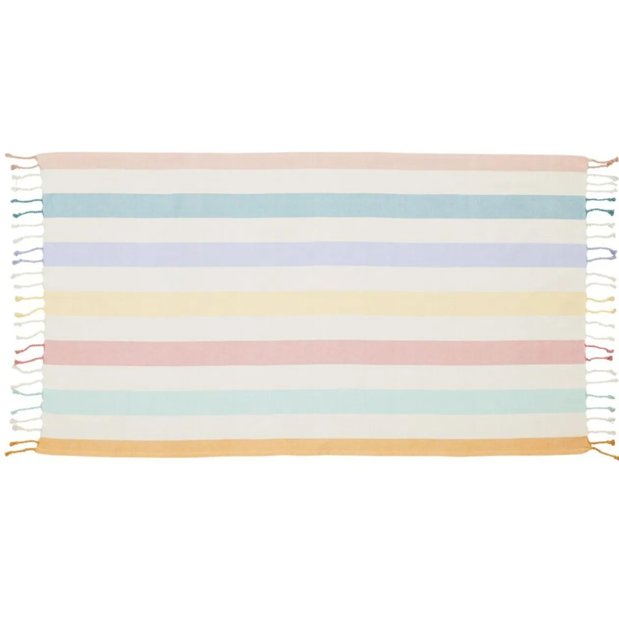 Fouta de plage 1 personne coton bayadère rayures colorées 92x165cm