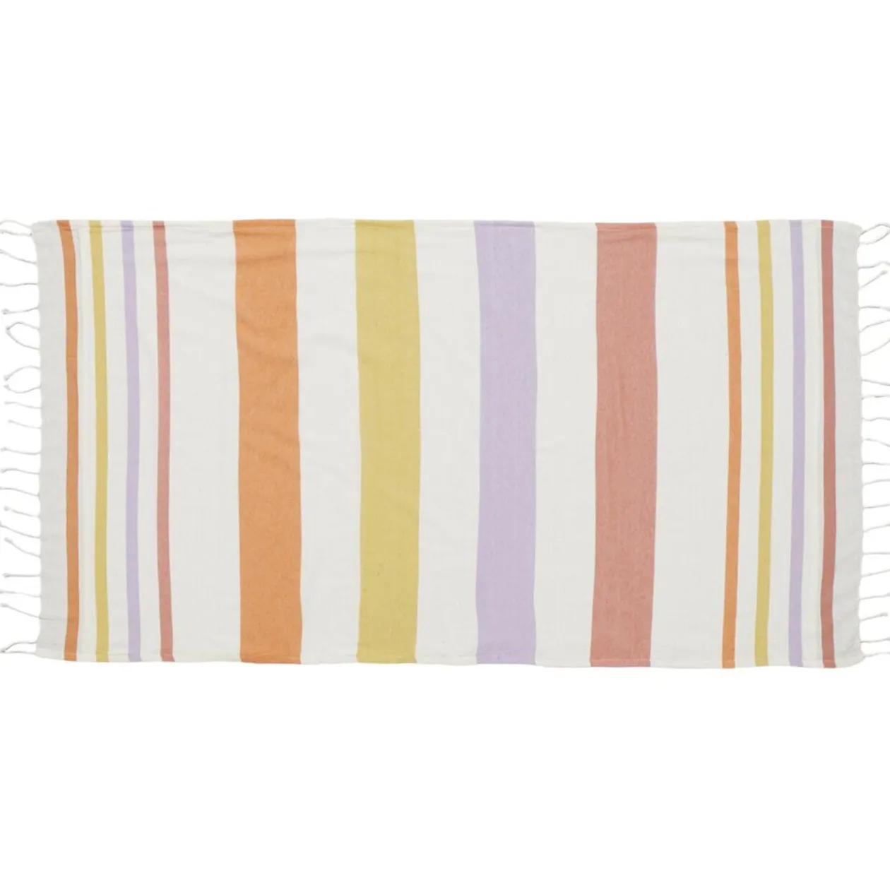 Fouta de plage 1 personne doublée éponge bayadère rayures colorées 90x170cm