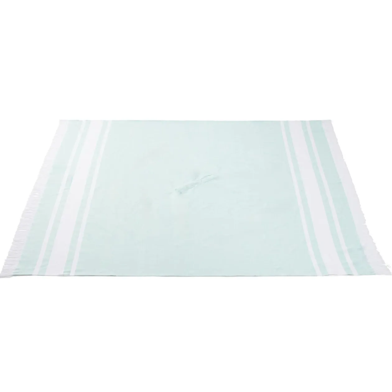 Fouta 2 personnes 190x190cm avec trou pour parasol bleu et blanc
