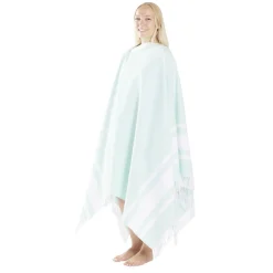 Fouta 2 personnes 190x190cm avec trou pour parasol bleu et blanc