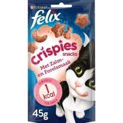 Friandise pour chat Félix crispies saveur saumon et truite sachet 45g < Gifi Outlet