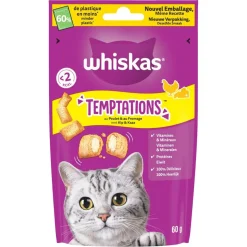 Friandise pour chat Whiskas tentations saveur fromage sachet 60g < Gifi Online