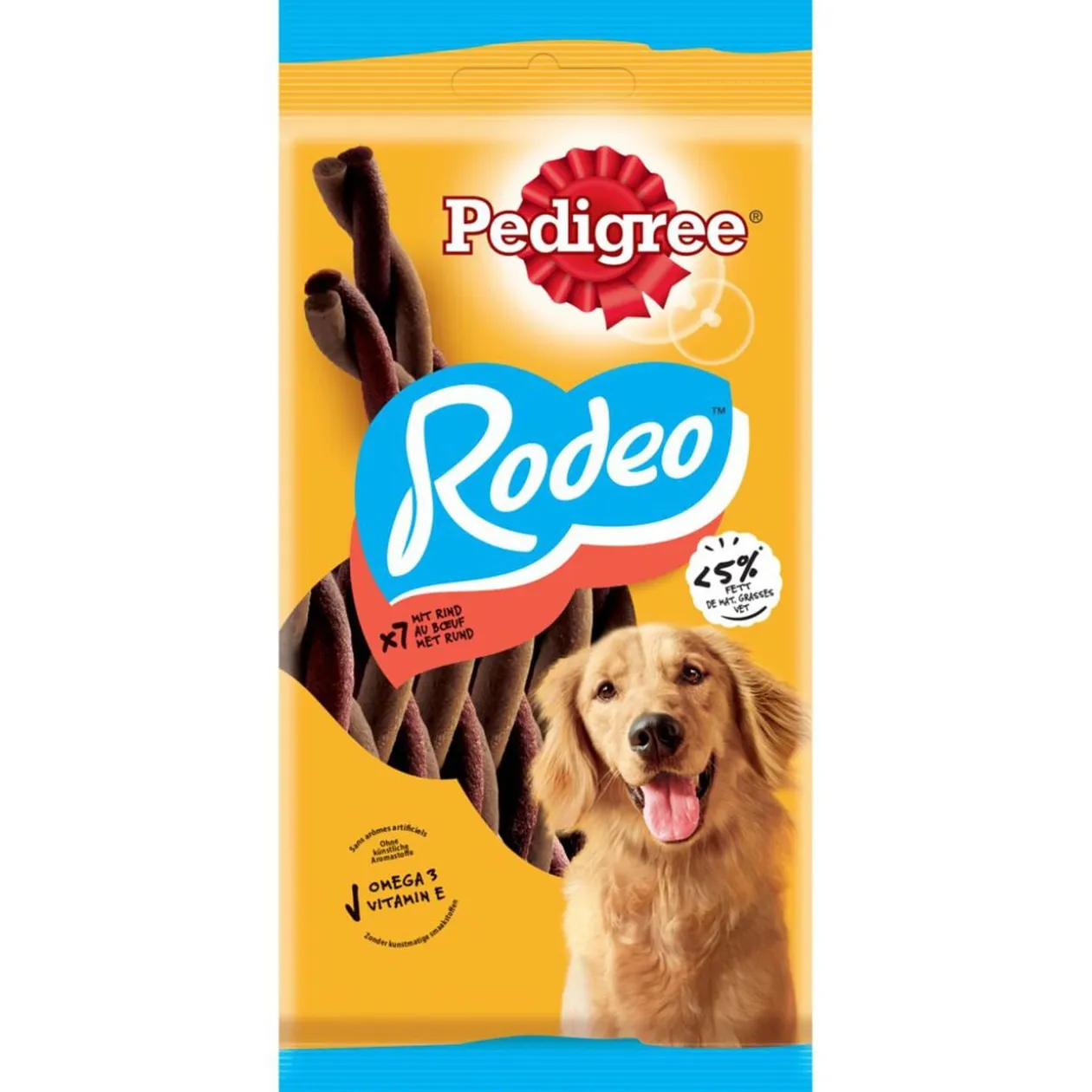 Friandise pour chien Pedigree Rodeo x7 saveur poulet et bacon sachet 123g