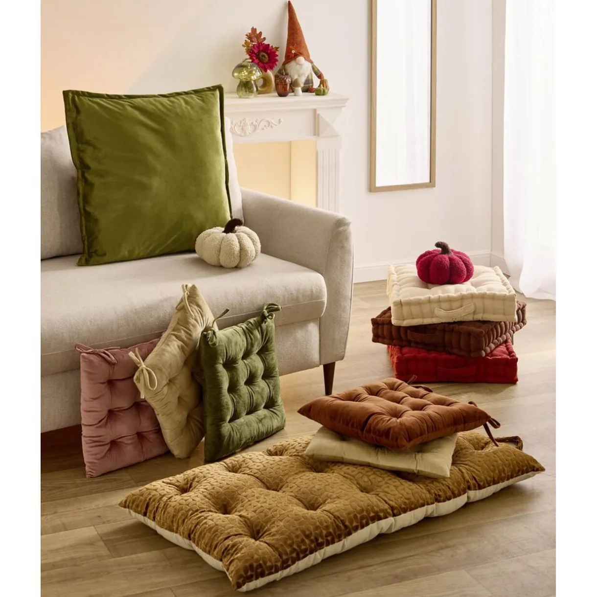 Galette de chaise carrée à nouettes 9 points polyester couleur unie (3 modèles) < Gifi Best