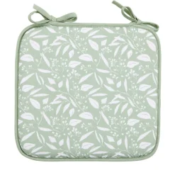 Galette de chaise carrée à nouettes motifs feuillage 36x38cm (2 modèles vert ou beige) < Gifi