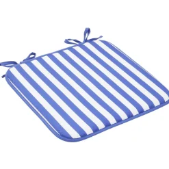 Galette de chaise carrée rayures bayadères blanches et bleues 40x40cm < Gifi