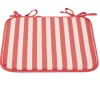 Galette de chaise carrée rayures bayadères blanches et rouges 40x40cm
