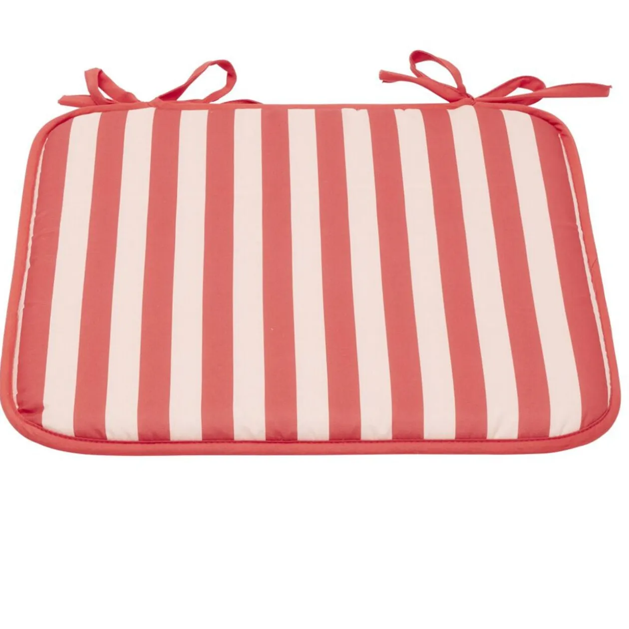 Galette de chaise carrée rayures bayadères blanches et rouges 40x40cm