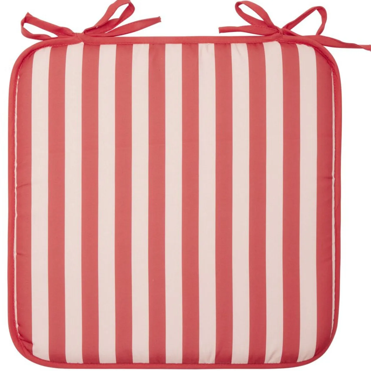 Galette de chaise carrée rayures bayadères blanches et rouges 40x40cm