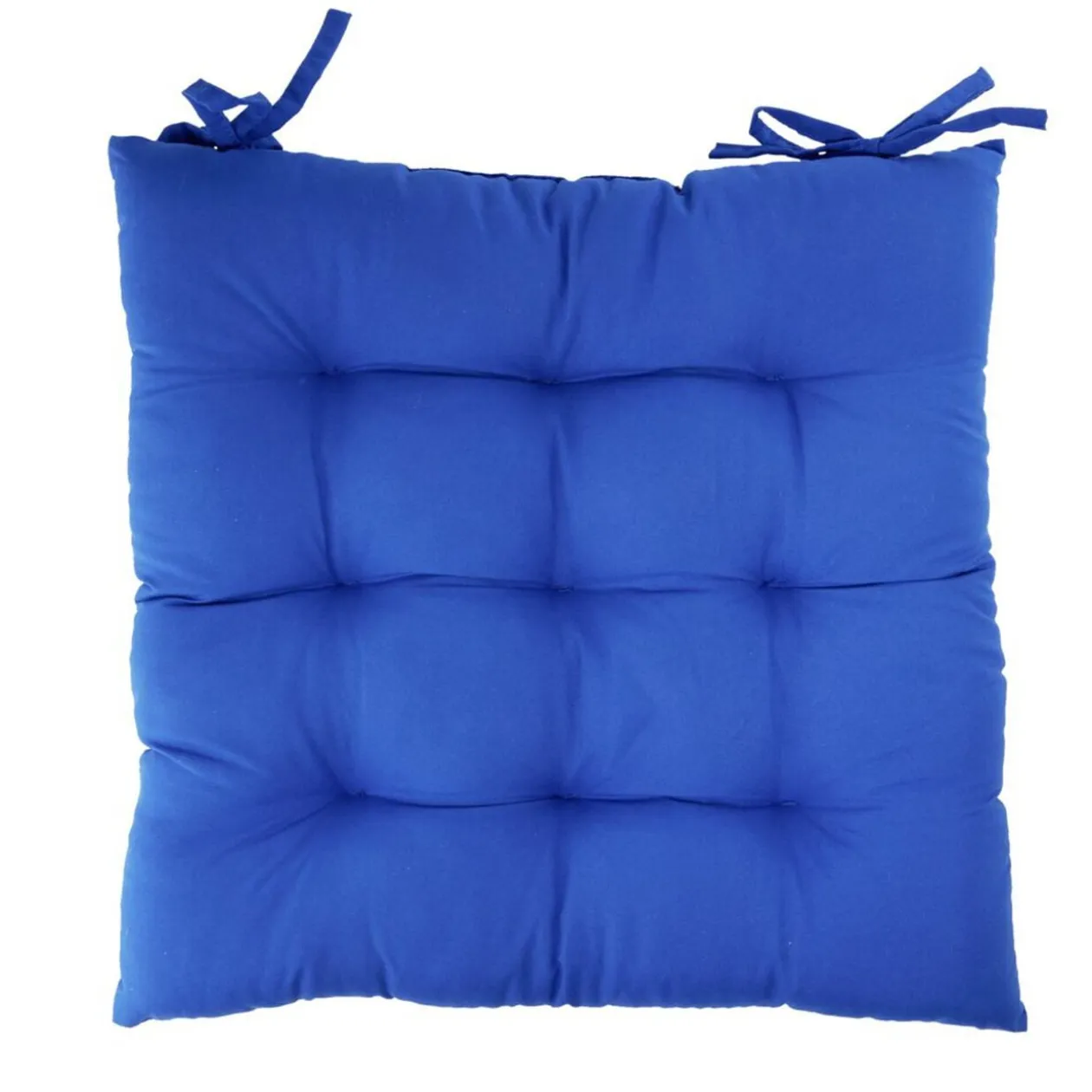 Galette de chaise carrée unie bleue 38x38cm