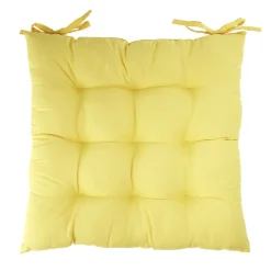 Galette de chaise carrée unie jaune 38x38cm