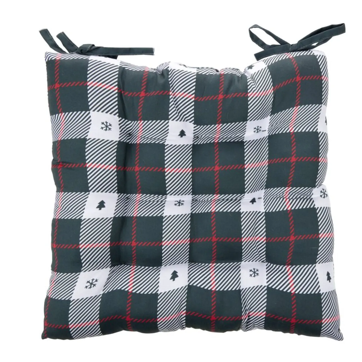 Galette de chaise carré tissu motif Noël 40x40cm (4 modèles)